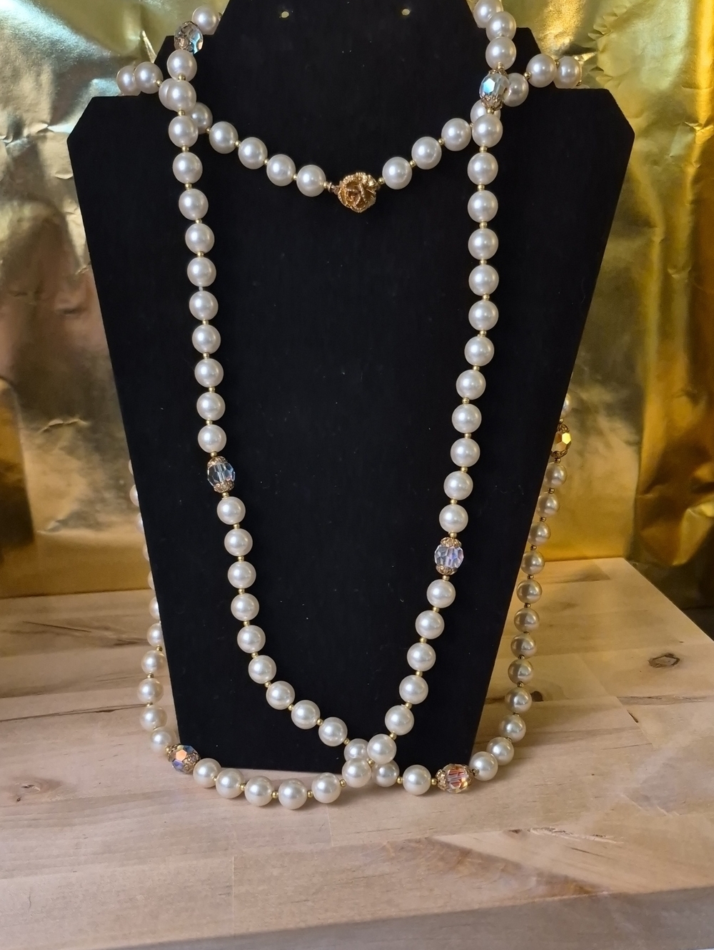 Elegant Pearl and Gold Accent Long Necklace - Women Jewelry